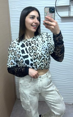 Shirt Maculata con pizzo